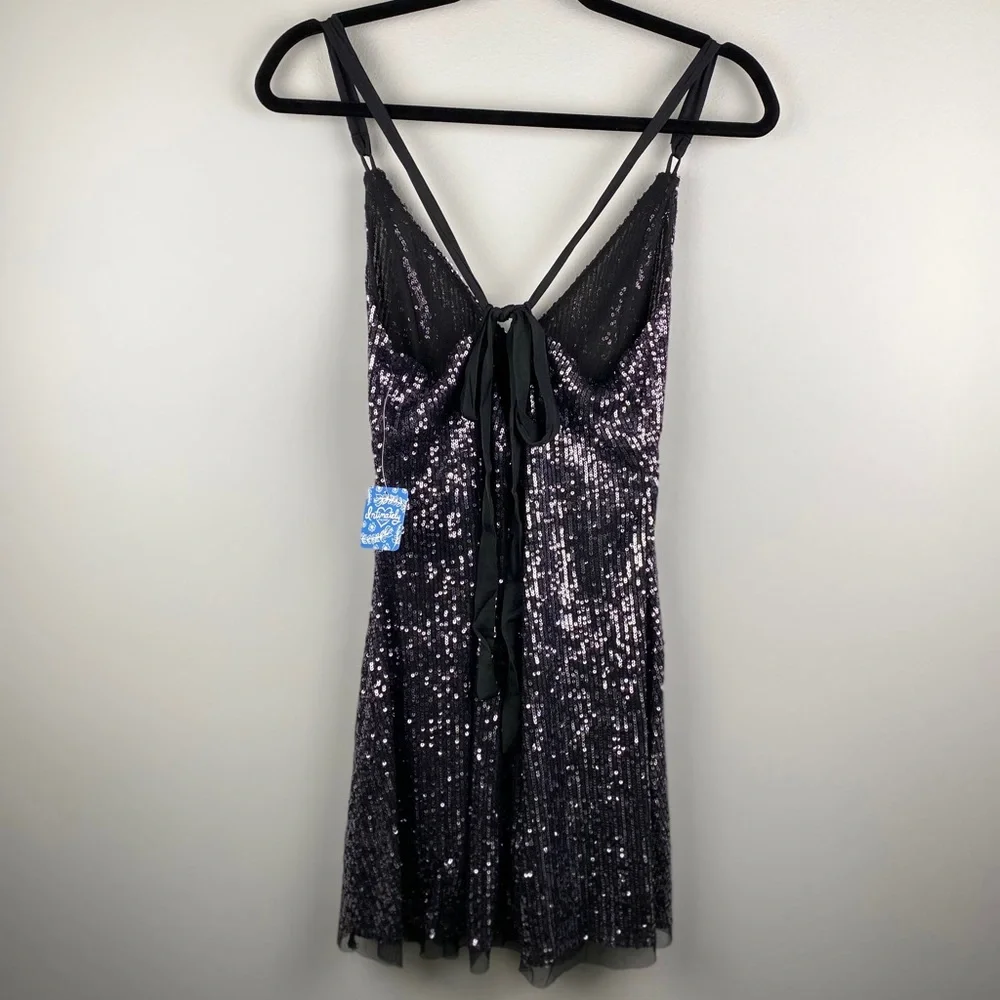 FREE PEOPLE Gold Rush Mini Dress in Black - Picture 5 of 11